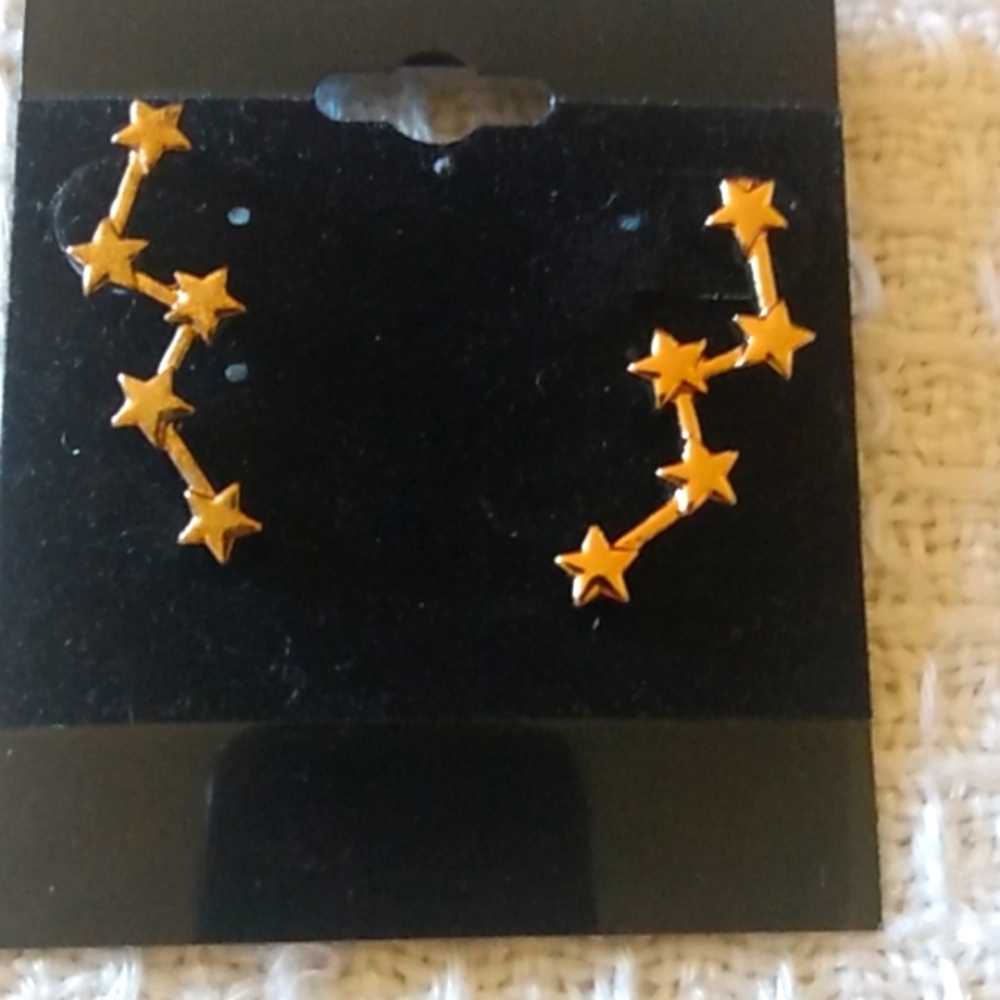Unique Gold Colored Stars Earrings